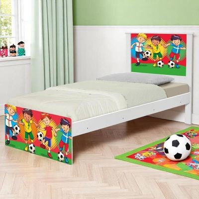 Cama Solteiro Adesivada Futebol Meninos Com Colchão