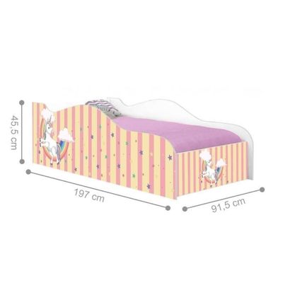Cama Carro Fun Adesivada Unicórnio Meigo Solteiro