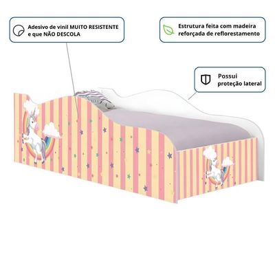 Cama Carro Fun Adesivada Unicórnio Meigo Solteiro