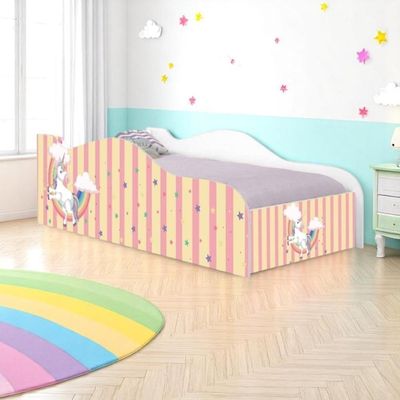 Cama Carro Fun Adesivada Unicórnio Meigo Solteiro