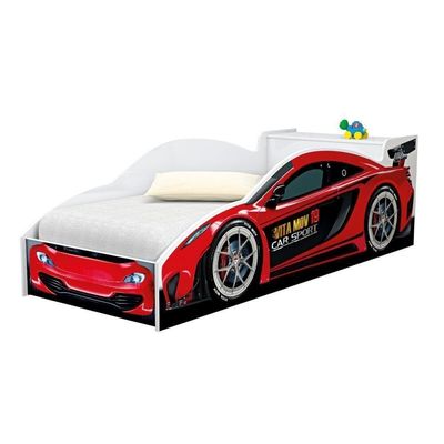 Cama Carro Com Baú Juvenil Racer Vermelho Com Colchão