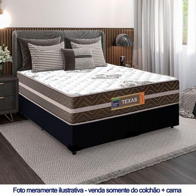 Cama Box Casal Bipartido Suede + Colchão Molas Ensacadas Texas Prime Colchões 138cm - Suporta Até 120kg Por Pessoa