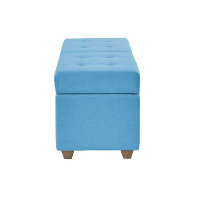 Canto Alemão Recamier Bau + Painel Madri 140cm Suede Azul Turquesa - Inova Decor