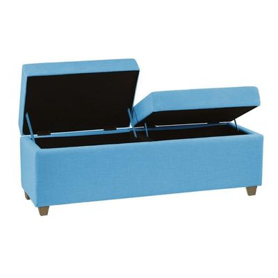 Canto Alemão Recamier Bau + Painel Madri 140cm Suede Azul Turquesa - Inova Decor