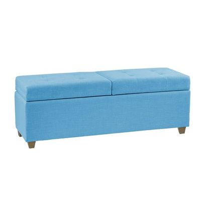 Canto Alemão Recamier Bau + Painel Madri 140cm Suede Azul Turquesa - Inova Decor