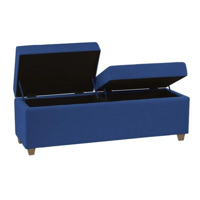 Canto Alemão Recamier Bau + Painel Madri 120cm Suede Azul Marinho - Inova Decor