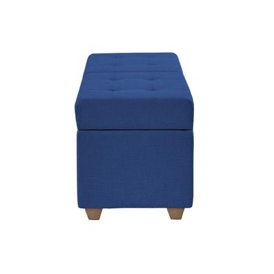 Canto Alemão Recamier Bau + Painel Madri 120cm Suede Azul Marinho - Inova Decor