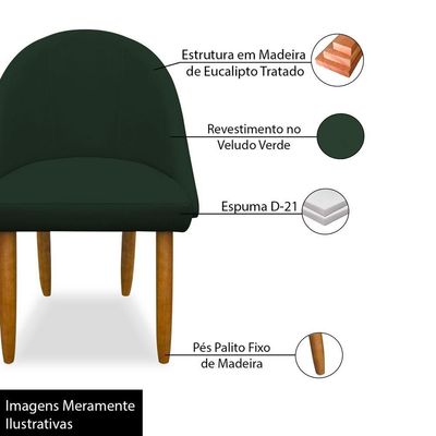 Cadeira Decorativa Estofada Para Sala Recepção Cozinha Lua Star Veludo Verde Do Lar Móveis E Decoração