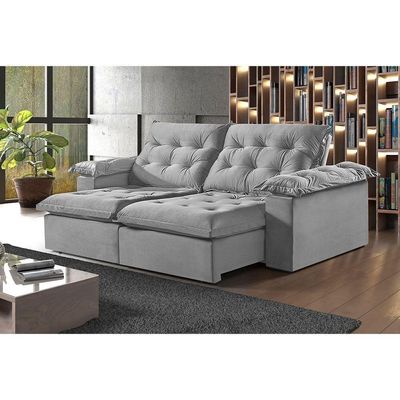 Sofá 4 Lugares Retrátil E Reclinável Martins M-147 Veludo Cinza