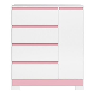 Cômoda Sapateira Olímpia 1 Porta E 4 Gavetas Quadriflex Branco-rosa - Móveis Albatroz