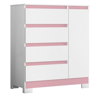 Cômoda Sapateira Olímpia 1 Porta E 4 Gavetas Quadriflex Branco-rosa - Móveis Albatroz