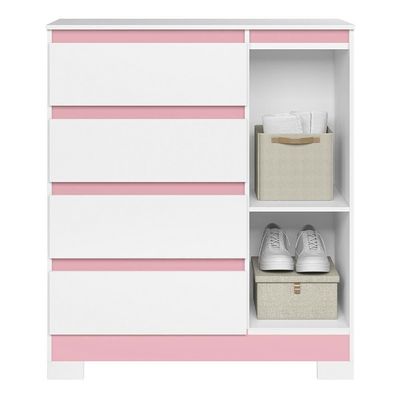 Cômoda Sapateira Olímpia 1 Porta E 4 Gavetas Quadriflex Branco-rosa - Móveis Albatroz