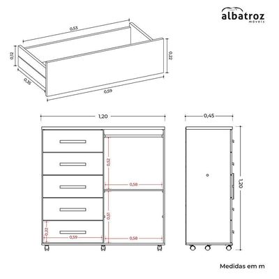 Cômoda Toronto 2 Portas E 5 Gavetas Branco - Móveis Albatroz