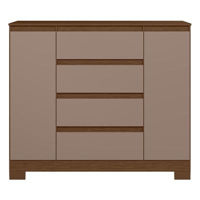 Cômoda Sapateira Atena 2 Portas E 4 Gavetas Nogueira-capuccino - Móveis Albatroz