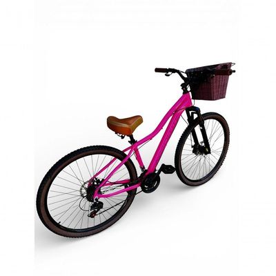 Bicicleta Aro 29 Feminina Absolute Hera Retrô Vintage 21v Shimano Selim Confortável Cesta Rosa Tamano 15