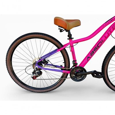 Bicicleta Aro 29 Feminina Absolute Hera Retrô Vintage 21v Hidráulica Selim Confortável Cesta Rosa-lilas Tamano 17