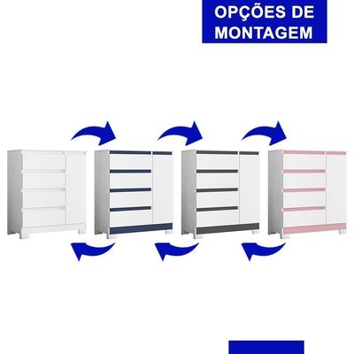 Cômoda Sapateira Olímpia 1 Porta E 4 Gavetas Quadriflex Branco - Móveis Albatroz
