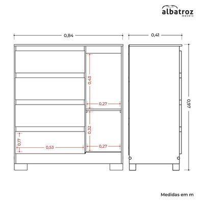 Cômoda Sapateira Olímpia 1 Porta E 4 Gavetas Quadriflex Branco - Móveis Albatroz