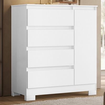 Cômoda Sapateira Olímpia 1 Porta E 4 Gavetas Quadriflex Branco - Móveis Albatroz