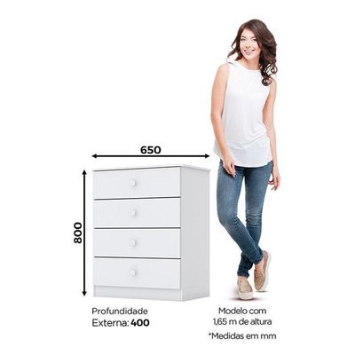 Jogo De Quarto Infantil Labirinto Com Guarda Roupa E Cômoda Branco - Móveis Henn Branco