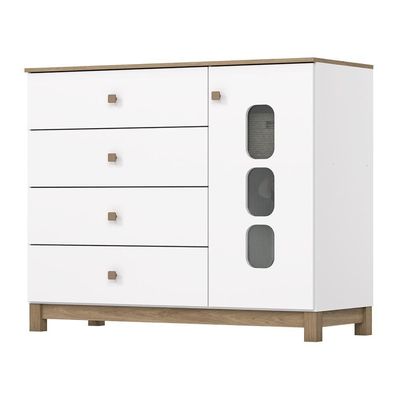 Dormitório Infantil Aconchego Guarda Roupa, Cômoda E Berço Branco-jequitibá - Móveis Henn Branco-jequitibá