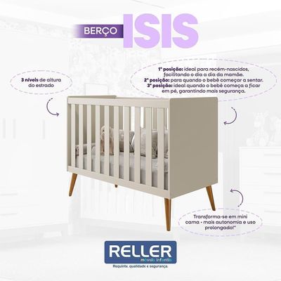 Kit Gêmeos Berço Americano Isis Areia Com Colchões Supreme - Reller Móveis Areia