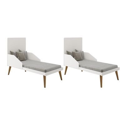 Kit Gêmeos Berço Americano Isis Branco/savana Com Colchões Supreme - Reller Móveis Branco/savana