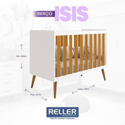Kit Gêmeos Berço Americano Isis Branco/savana Com Colchões Supreme - Reller Móveis Branco/savana
