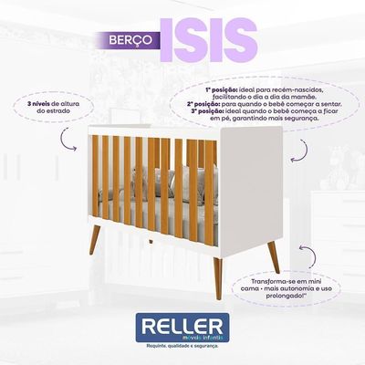 Kit Gêmeos Berço Americano Isis Branco/savana Com Colchões Supreme - Reller Móveis Branco/savana