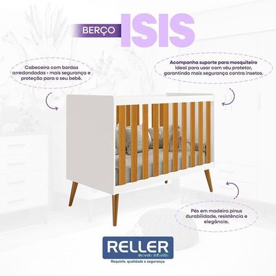 Kit Gêmeos Berço Americano Isis Branco/savana Com Colchões Supreme - Reller Móveis Branco/savana