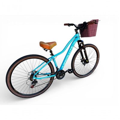 Bicicleta Aro 29 Feminina Absolute Hera Retrô Vintage 21v Shimano Selim Confortável Cesta Azul Tamano 17