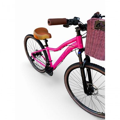Bicicleta Aro 29 Feminina Absolute Hera Retrô Vintage 21v Hidráulica Selim Confortável Cesta Rosa Tamano 17