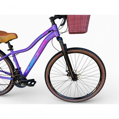 Bicicleta Aro 29 Feminina Absolute Hera Retrô Vintage 21v Hidráulica Selim Confortável Cesta Lilas Tamano 17