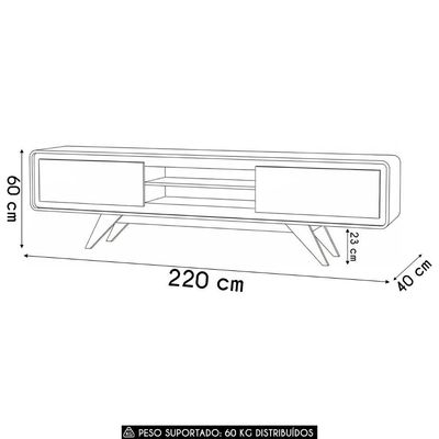 Rack Tv 75 Pol 220cm Orgânico 2 Portas Cecy Nature Z56 - Mpozenato