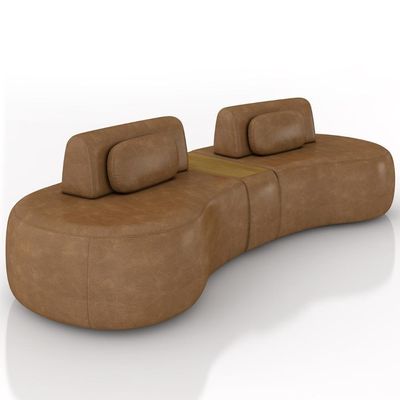 Sofá 4 Lugares 325cm Orgânico Com Mesa Mellanie Sintético Caramelo Z32 - Mpozenato