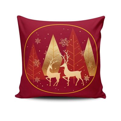 Kit Com 4 Capas De Almofadas Estampadas Natalinas Feliz Natal 45cm X 45cm - Decoração Festas Fim De Ano