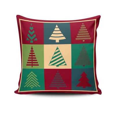 Kit Com 4 Capas De Almofadas Estampadas Natalinas Feliz Natal 45cm X 45cm - Decoração Festas Fim De Ano