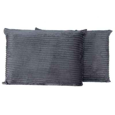 Par De Fronhas Em Manta Canelada 70cm X 50cm - Porta Travesseiro Mantinha Microfibra Para Inverno Cor Cinza