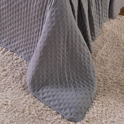 Kit Cobre Leito Provence Percal 300 Fios Toque De Pluma Dupla Face Com Almofada King 06 Peças Cor Cinza