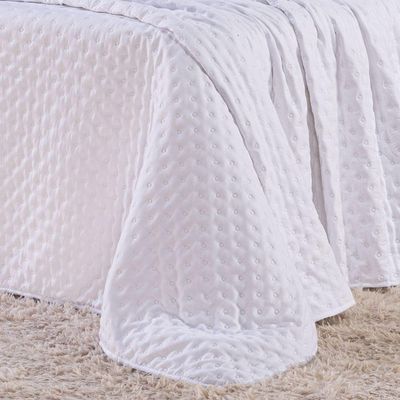 Kit Cobre Leito Colcha King Sublime Dupla Face Com Fronhas 03 Peças - Percal 300 Fios Toque De Pluma Cor Branco