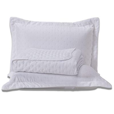Kit Cobre Leito Colcha King Sublime Dupla Face Com Fronhas 03 Peças - Percal 300 Fios Toque De Pluma Cor Branco