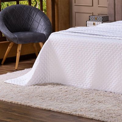 Kit Cobre Leito Colcha King Sublime Dupla Face Com Fronhas 03 Peças - Percal 300 Fios Toque De Pluma Cor Branco