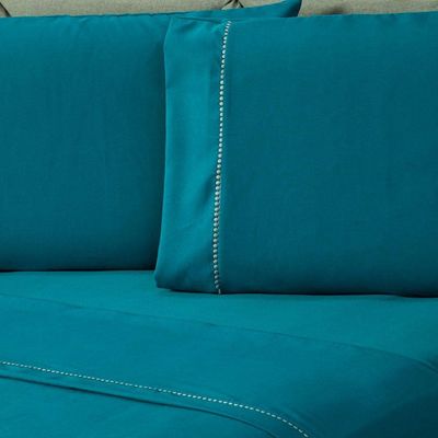 Jogo De Cama Lençol Solteiro Prime Liso Turquesa Com Fronhas 03 Peças - Percal Soft 400 Fios