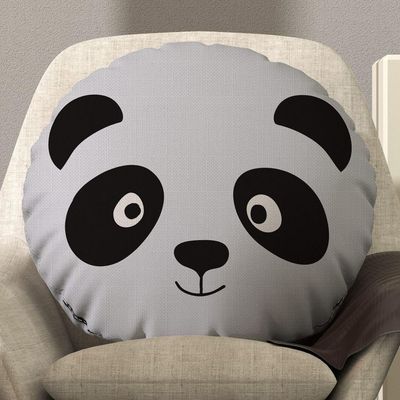 Almofada Estampada Avulsa Redonda Cheia Infantil Bichinhos 45cm X 45cm Com Enchimento De Silicone Estampa Panda