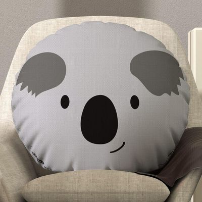 Almofada Redonda Avulsa Cheia Infantil Bichinhos 45cm X 45cm - Enchimento De Silicone Estampa Coala