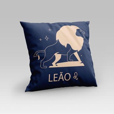 Capa De Almofada Estampada Signos Do Zodíaco Em Veludo Suede 45cm X 45cm - Decoração Astrologia Horóscopo Cor Leão