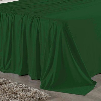 Jogo De Cama Solteiro Nobre 3 Peças Lençol Com Elástico De 30cm De Altura Malha 100% Algodão - Verde-bandeira / Palha