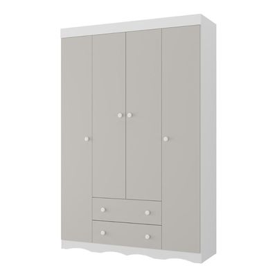 Guarda-roupa Infantil 122cm 4 Portas E 2 Gavetas Realeza Multimóveis Mp4453 Branco/off White Branco/off White