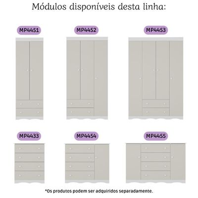 Guarda-roupa Infantil 122cm 4 Portas E 2 Gavetas Realeza Multimóveis Mp4453 Branco/off White Branco/off White