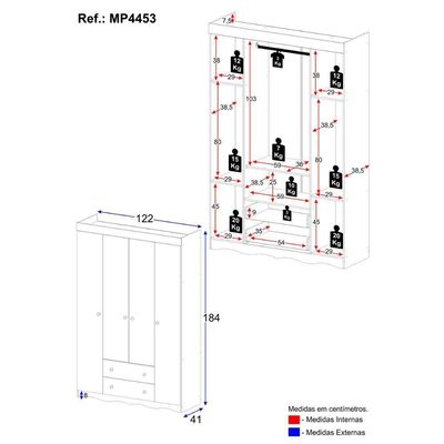 Guarda-roupa Infantil 122cm 4 Portas E 2 Gavetas Realeza Multimóveis Mp4453 Branco/off White Branco/off White